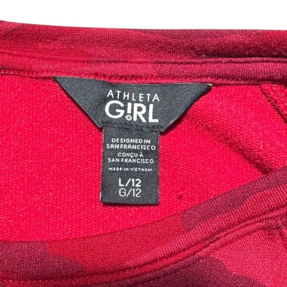 Athleta Girl Camo Print Sweatshirt Red Size Large/12 - Picture 5 of 7